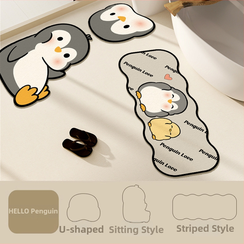 Kupaonska prostirka od diatomita s motivom crtića i slatkih životinja, protuklizna, ručno pranje, za kupaonu, kuhinju i ulaz