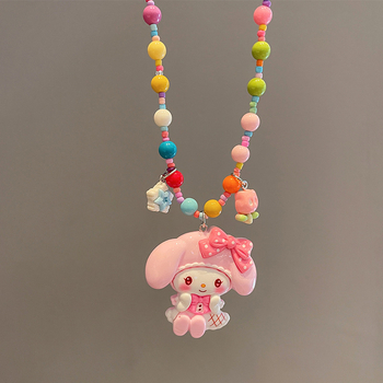 Kulomi princeza ogrlica — ručno izrađena, plastika/smola, karikaturalni privjesak, dječji nakit, oblik karikature, produžni lanac ispod 10 cm