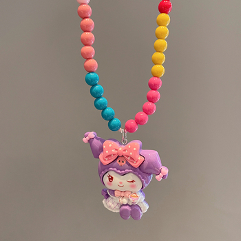 Kulomi princeza ogrlica — ručno izrađena, plastika/smola, karikaturalni privjesak, dječji nakit, oblik karikature, produžni lanac ispod 10 cm