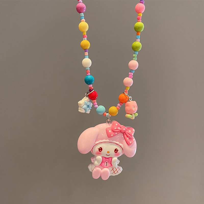 Kulomi princeza ogrlica — ručno izrađena, plastika/smola, karikaturalni privjesak, dječji nakit, oblik karikature, produžni lanac ispod 10 cm