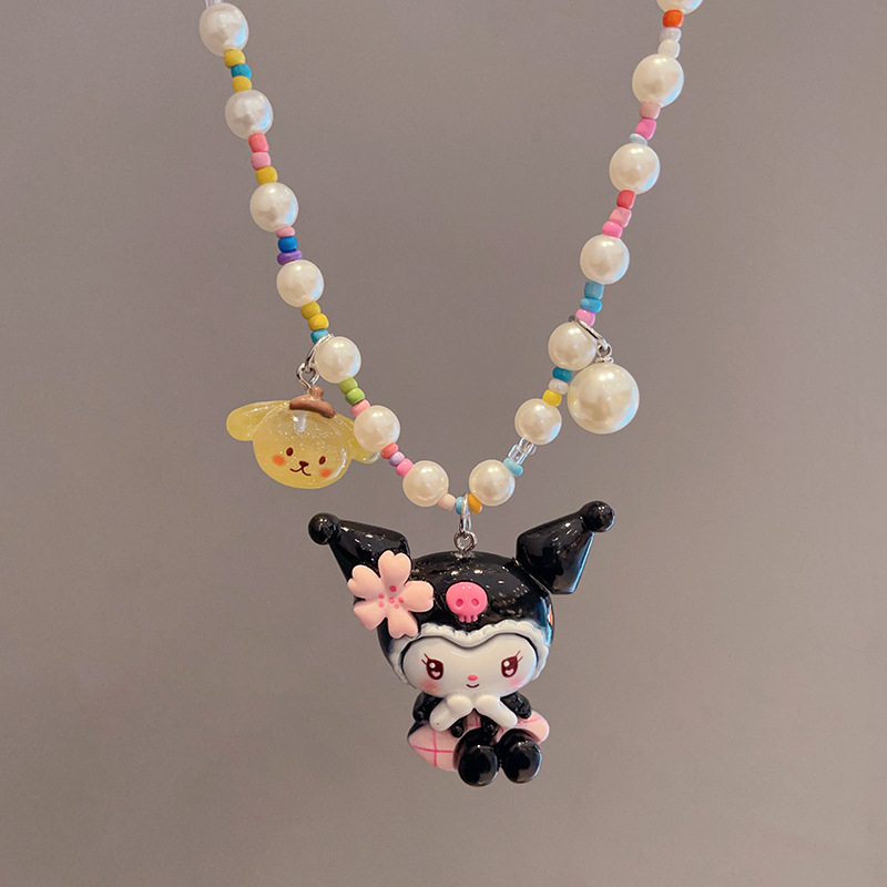 Kulomi princeza ogrlica — ručno izrađena, plastika/smola, karikaturalni privjesak, dječji nakit, oblik karikature, produžni lanac ispod 10 cm