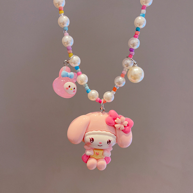 Kulomi princeza ogrlica — ručno izrađena, plastika/smola, karikaturalni privjesak, dječji nakit, oblik karikature, produžni lanac ispod 10 cm