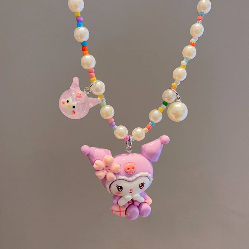 Kulomi princeza ogrlica — ručno izrađena, plastika/smola, karikaturalni privjesak, dječji nakit, oblik karikature, produžni lanac ispod 10 cm