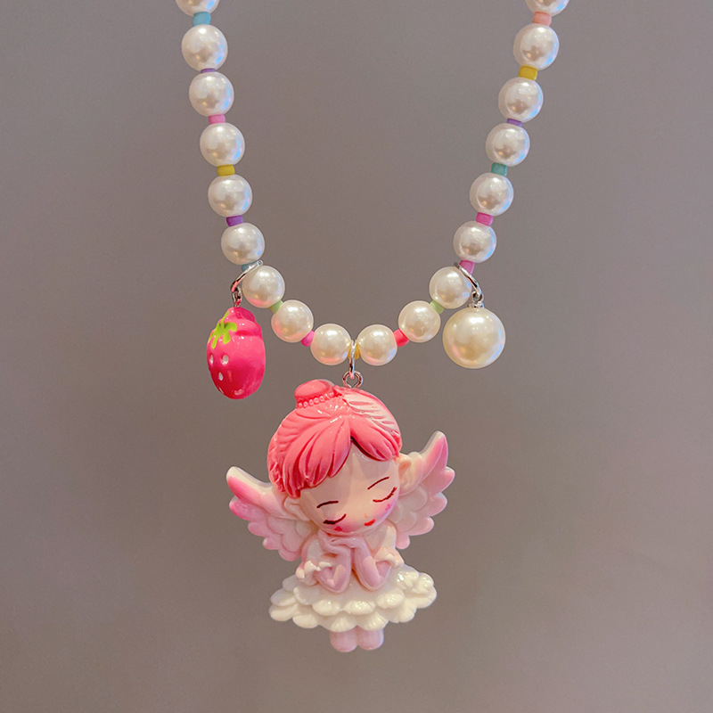 Kulomi princeza ogrlica — ručno izrađena, plastika/smola, karikaturalni privjesak, dječji nakit, oblik karikature, produžni lanac ispod 10 cm