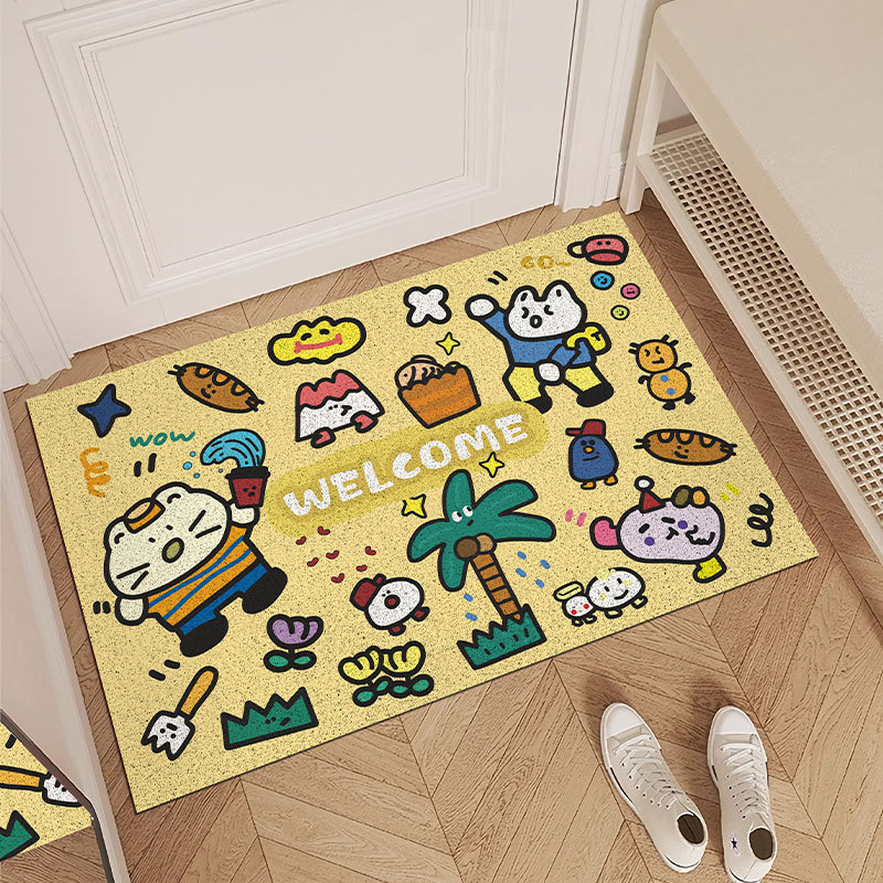 Ulazni tepih s uzorkom zvjezdice, PVC, tkanje od svilenih petlji, za ulaz, ručno pranje, crtani stil