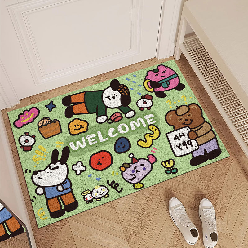 Ulazni tepih s uzorkom zvjezdice, PVC, tkanje od svilenih petlji, za ulaz, ručno pranje, crtani stil