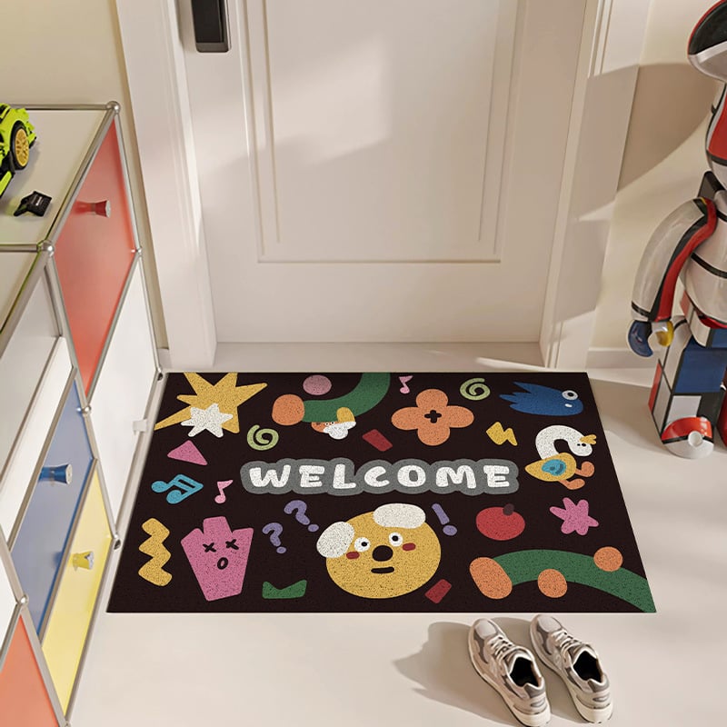 Ulazni tepih s uzorkom zvjezdice, PVC, tkanje od svilenih petlji, za ulaz, ručno pranje, crtani stil