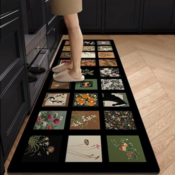 Podna podloga od diatomske gline, kvadratnog oblika, uzorak biljaka, za kuhinju i restoran