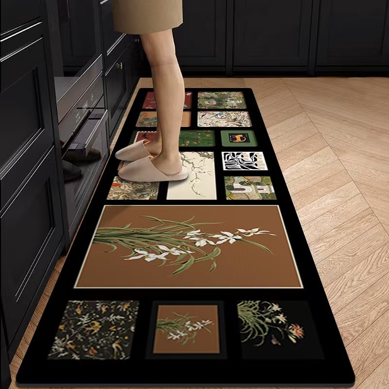 Podna podloga od diatomske gline, kvadratnog oblika, uzorak biljaka, za kuhinju i restoran