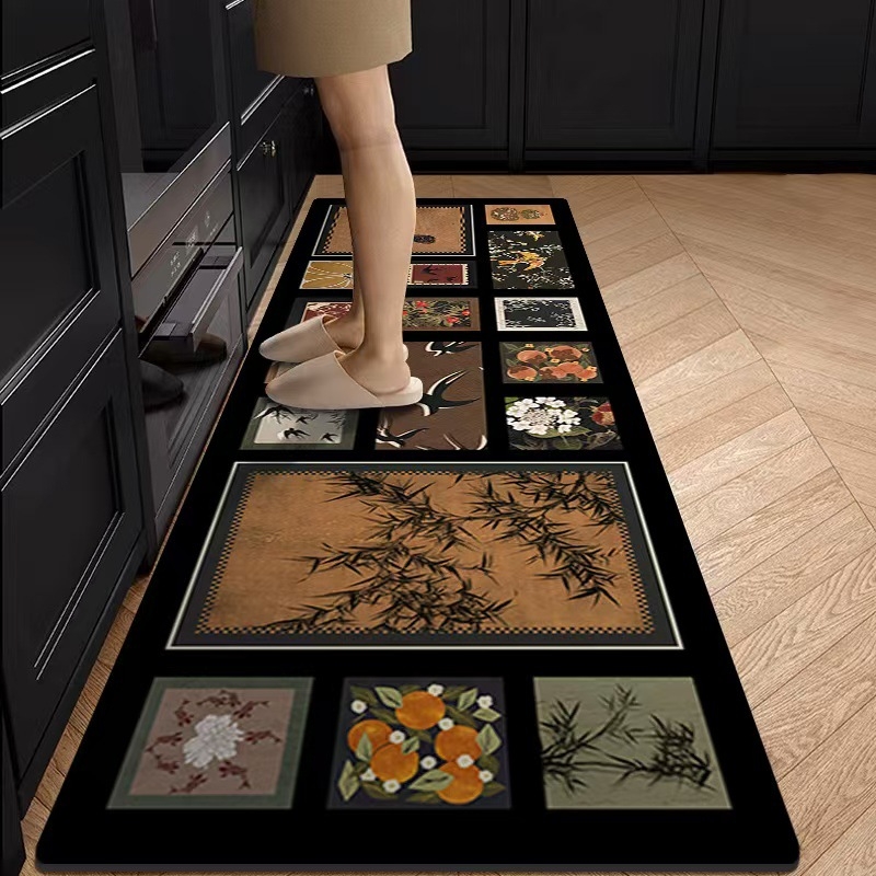 Podna podloga od diatomske gline, kvadratnog oblika, uzorak biljaka, za kuhinju i restoran