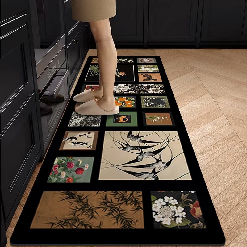 Podna podloga od diatomske gline, kvadratnog oblika, uzorak biljaka, za kuhinju i restoran