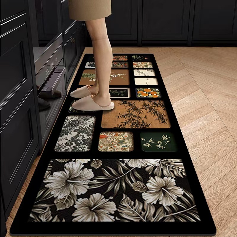 Podna podloga od diatomske gline, kvadratnog oblika, uzorak biljaka, za kuhinju i restoran