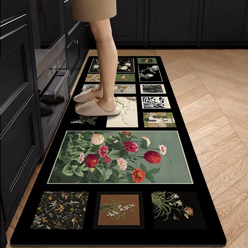 Podna podloga od diatomske gline, kvadratnog oblika, uzorak biljaka, za kuhinju i restoran