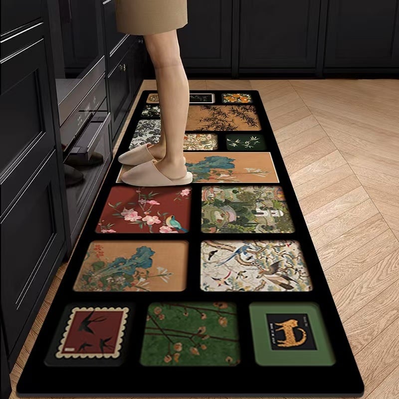 Podna podloga od diatomske gline, kvadratnog oblika, uzorak biljaka, za kuhinju i restoran