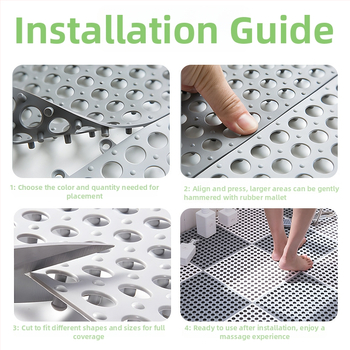 PVC neslystantis kilimėlis voniai su apvalių skylučių raštu; plaunamas; tinka voniai, tualetai, baseinui ir drėgnoms vietoms