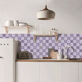 PVC dekorativne naljepnice za zid; vodootporne, otporne na vlagu i masnoću; geometrijski/abstraktni uzorak; 5+ komada; pogodno za kuhinju, kupaonicu i restoran; moderan minimalistički stil