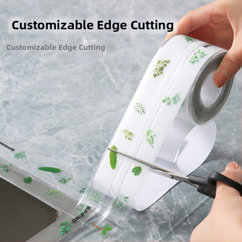 PVC pašlīmējoša mala noslēguma lente izlietnei un tualetei, ūdensnecaurlaidīga un pret pelējumu, piemērota virtuvei un vannas istabai