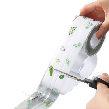 PVC pašlīmējoša mala noslēguma lente izlietnei un tualetei, ūdensnecaurlaidīga un pret pelējumu, piemērota virtuvei un vannas istabai
