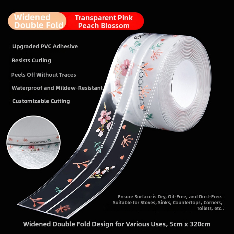 PVC pašlīmējoša mala noslēguma lente izlietnei un tualetei, ūdensnecaurlaidīga un pret pelējumu, piemērota virtuvei un vannas istabai