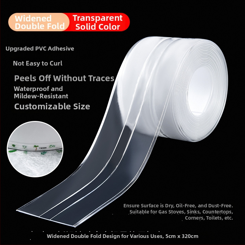 PVC pašlīmējoša mala noslēguma lente izlietnei un tualetei, ūdensnecaurlaidīga un pret pelējumu, piemērota virtuvei un vannas istabai