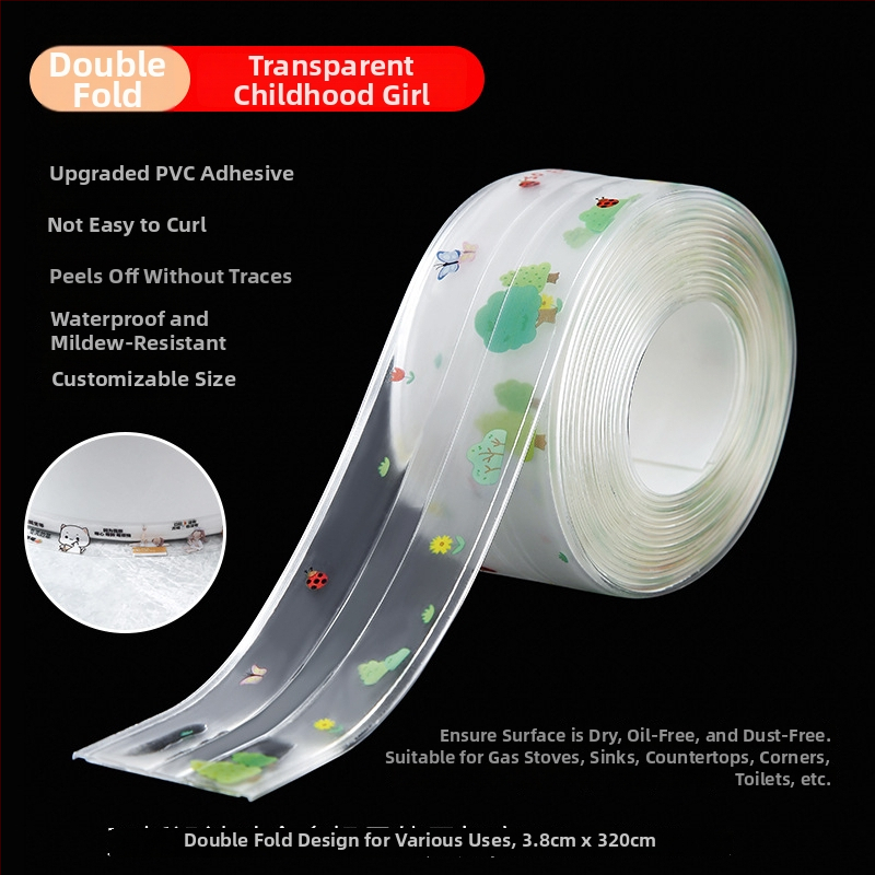 PVC pašlīmējoša mala noslēguma lente izlietnei un tualetei, ūdensnecaurlaidīga un pret pelējumu, piemērota virtuvei un vannas istabai