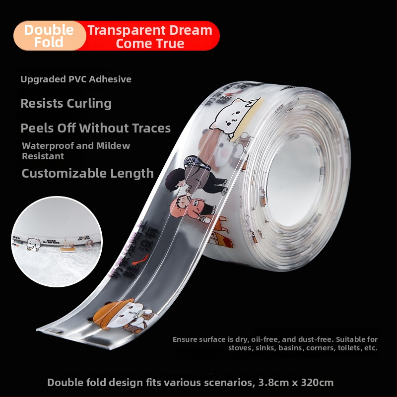 PVC pašlīmējoša mala noslēguma lente izlietnei un tualetei, ūdensnecaurlaidīga un pret pelējumu, piemērota virtuvei un vannas istabai