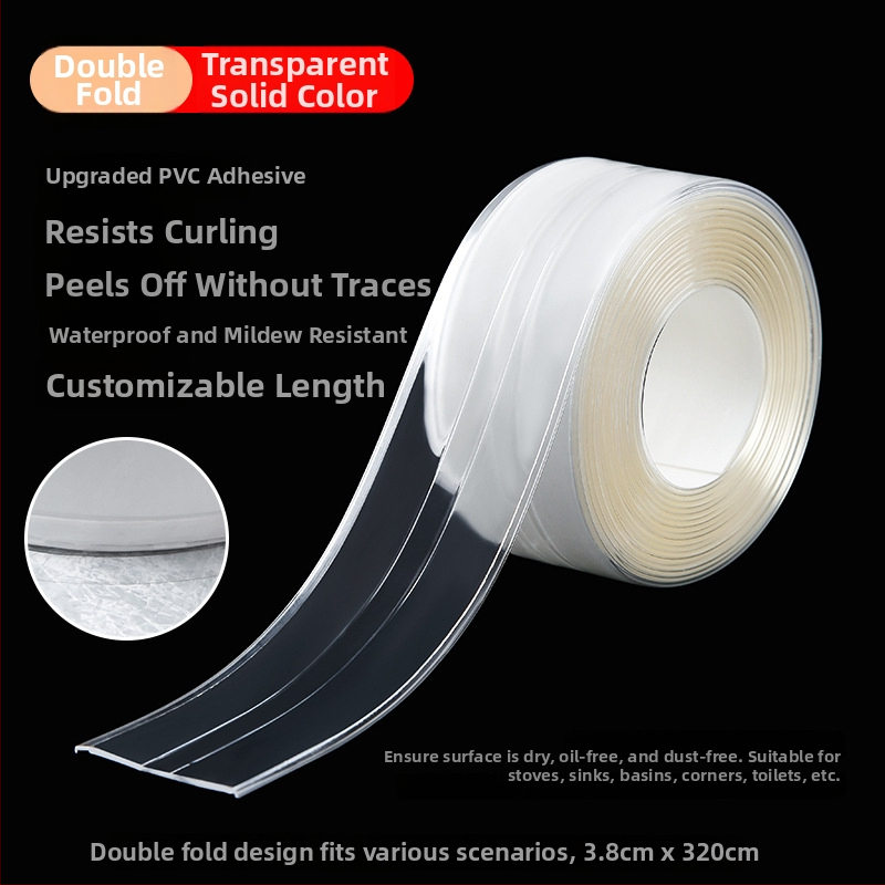 PVC pašlīmējoša mala noslēguma lente izlietnei un tualetei, ūdensnecaurlaidīga un pret pelējumu, piemērota virtuvei un vannas istabai