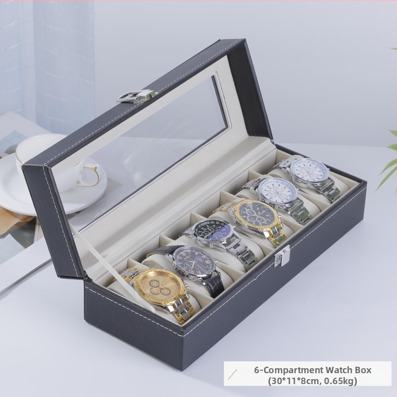 Laikrodžių laikymo dėžutė, pritaikyta oda, stačiakampio formos, daugiasluoksnė įpakavimas, tinkama dovanai