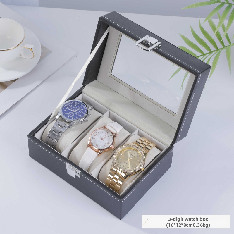 Laikrodžių laikymo dėžutė, pritaikyta oda, stačiakampio formos, daugiasluoksnė įpakavimas, tinkama dovanai