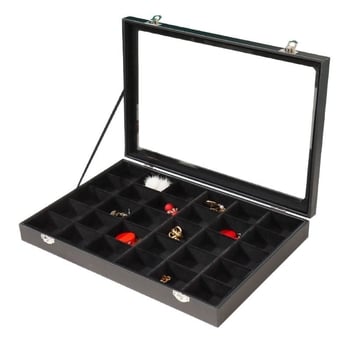Taohuajia Kutija za nakit za broševe — Model Black leather brooch storage; Materijal Cortical; Stil Leisure; Vzor Jednobojan