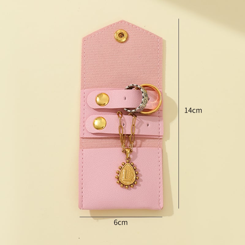 Geantă mini pentru depozitare bijuterii din piele, design rulă — husă de protecție pentru călătorii, pentru cercei și inele