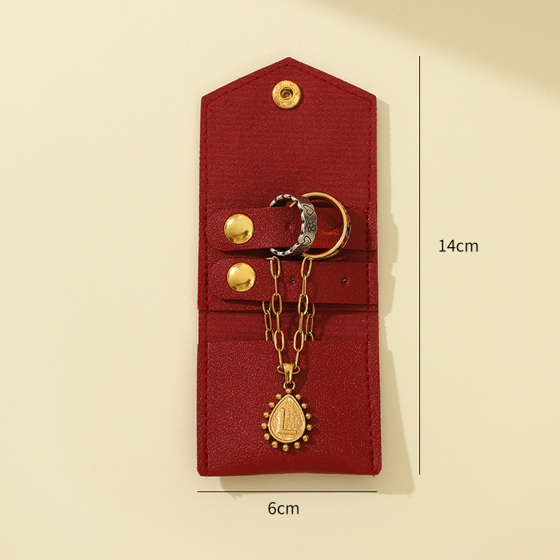 Geantă mini pentru depozitare bijuterii din piele, design rulă — husă de protecție pentru călătorii, pentru cercei și inele