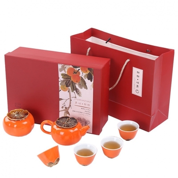 Keramiskas tējas komplekts ar pielāgotu logotipu, dāvanu kastē, sarkanā glazūra, augstas temperatūras izturība