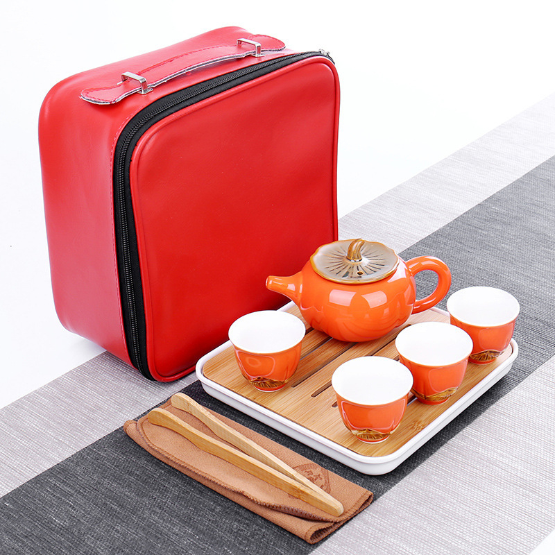 Keramiskas tējas komplekts ar pielāgotu logotipu, dāvanu kastē, sarkanā glazūra, augstas temperatūras izturība