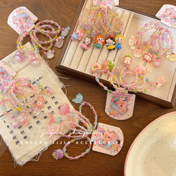 Gyerekeknek szóló karkötő rajzfilm állatokkal, műanyag/gyanta, koreai stílus, állat alak, rajzfilm sorozat