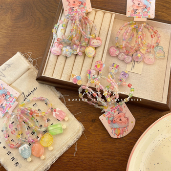 Gyerekeknek szóló karkötő rajzfilm állatokkal, műanyag/gyanta, koreai stílus, állat alak, rajzfilm sorozat