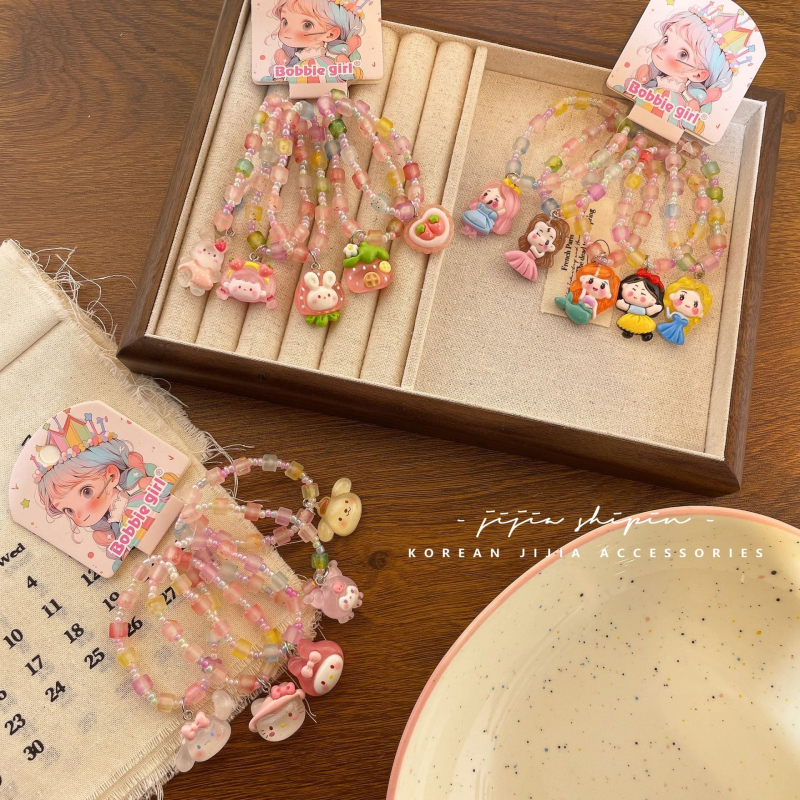 Gyerekeknek szóló karkötő rajzfilm állatokkal, műanyag/gyanta, koreai stílus, állat alak, rajzfilm sorozat