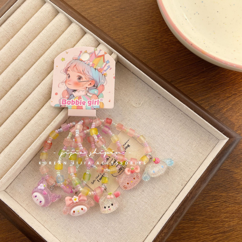 Gyerekeknek szóló karkötő rajzfilm állatokkal, műanyag/gyanta, koreai stílus, állat alak, rajzfilm sorozat