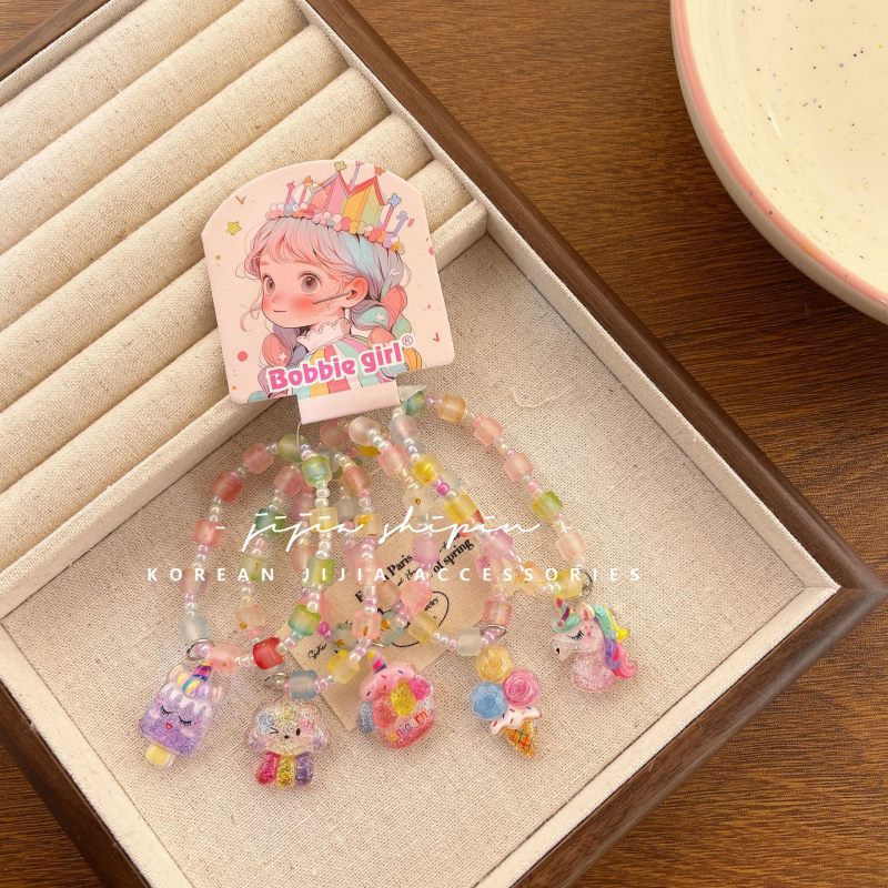 Gyerekeknek szóló karkötő rajzfilm állatokkal, műanyag/gyanta, koreai stílus, állat alak, rajzfilm sorozat