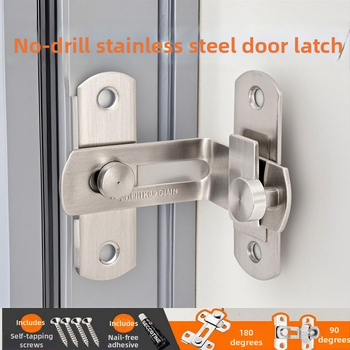 Durvju aizslēga bez urbšanas, 90° leņķa dizains, nerūsējošais tērauds 201, pulēta virsma, mūsdienīgs minimālisma stils