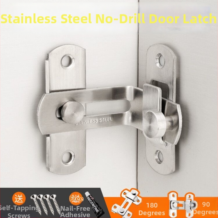 Durvju aizslēga bez urbšanas, 90° leņķa dizains, nerūsējošais tērauds 201, pulēta virsma, mūsdienīgs minimālisma stils