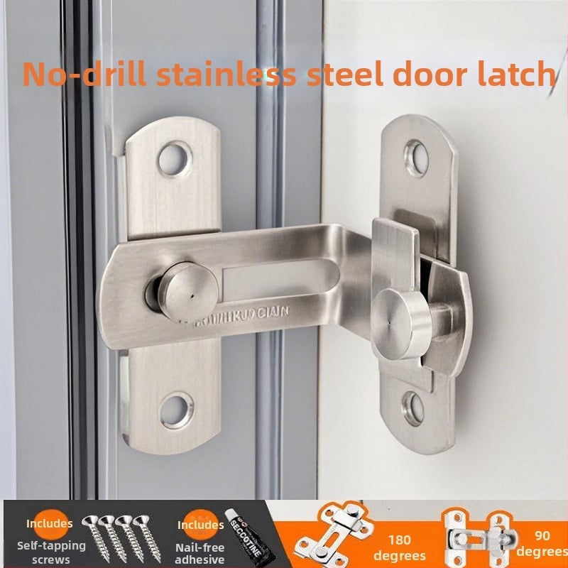 Durvju aizslēga bez urbšanas, 90° leņķa dizains, nerūsējošais tērauds 201, pulēta virsma, mūsdienīgs minimālisma stils