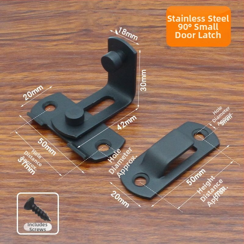 Durvju aizslēga bez urbšanas, 90° leņķa dizains, nerūsējošais tērauds 201, pulēta virsma, mūsdienīgs minimālisma stils