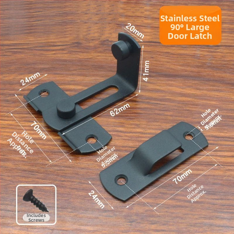 Durvju aizslēga bez urbšanas, 90° leņķa dizains, nerūsējošais tērauds 201, pulēta virsma, mūsdienīgs minimālisma stils