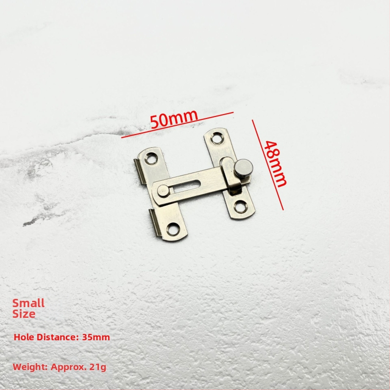 Nerūsējošā tērauda durvju bloķētājs – Tips A, 90° slēdzis, elektroplatinga virsma, Jinhao Hardware zīmols, mūsdienīgs minimālisks dizains vannas istabas sliddurvīm