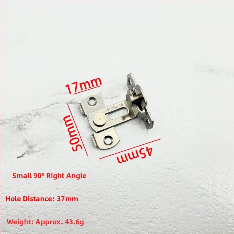 Nerūsējošā tērauda durvju bloķētājs – Tips A, 90° slēdzis, elektroplatinga virsma, Jinhao Hardware zīmols, mūsdienīgs minimālisks dizains vannas istabas sliddurvīm