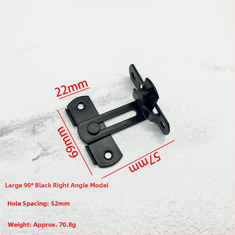 Nerūsējošā tērauda durvju bloķētājs – Tips A, 90° slēdzis, elektroplatinga virsma, Jinhao Hardware zīmols, mūsdienīgs minimālisks dizains vannas istabas sliddurvīm
