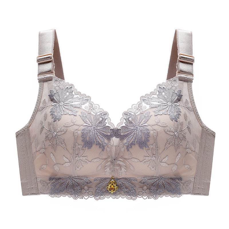 Mežģīņu push-up krūšturis, bez stieplēm, izšūts, regulējamas siksnas, kupi no putām, aizmugurē četru rindu aizdare