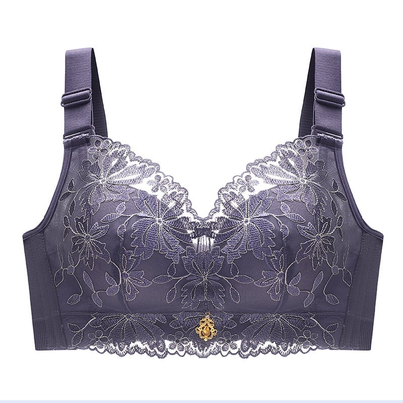 Mežģīņu push-up krūšturis, bez stieplēm, izšūts, regulējamas siksnas, kupi no putām, aizmugurē četru rindu aizdare