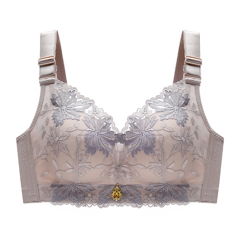 Mežģīņu push-up krūšturis, bez stieplēm, izšūts, regulējamas siksnas, kupi no putām, aizmugurē četru rindu aizdare